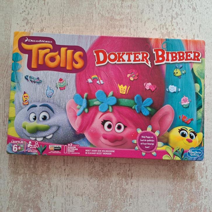 DOKTER BIBBER TROLLS versie spel, Hobby en Vrije tijd, Gezelschapsspellen | Bordspellen, Zo goed als nieuw, Een of twee spelers