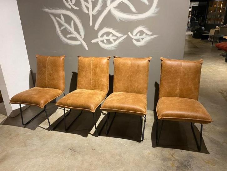 Mabel stoelen set van 4 Het Anker Foggia leder Cognac €999,-, Huis en Inrichting, Stoelen, Nieuw, Vijf, Zes of meer stoelen, Leer