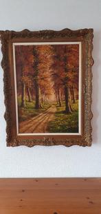 Schilderij met bos in gouden lijst, Antiek en Kunst, Kunst | Schilderijen | Klassiek, Ophalen of Verzenden