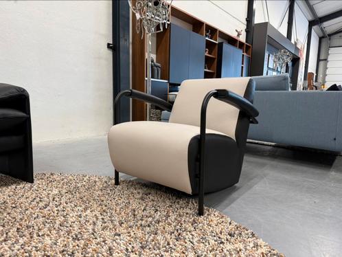 2 Nieuw Leolux Scylla Fauteuil leer zwart chuchubi stoel, Huis en Inrichting, Fauteuils, Nieuw, Leer, 75 tot 100 cm, Ophalen of Verzenden