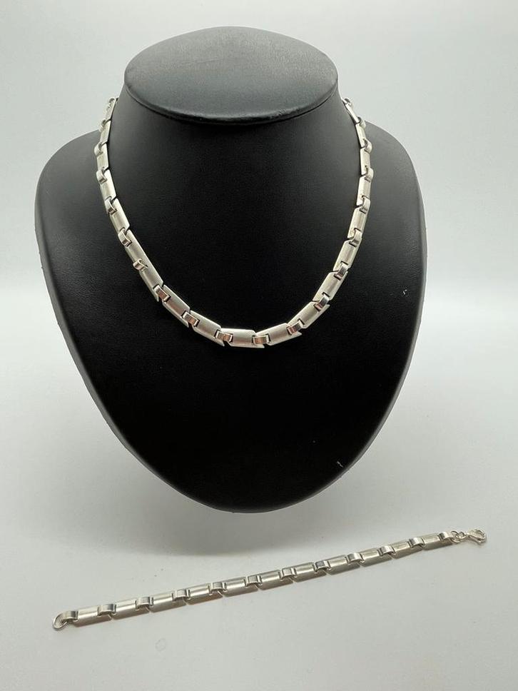 Z473 Prachtige zilveren sieradenset modernistisch, Sieraden, Tassen en Uiterlijk, Antieke sieraden, Overige typen, Zilver, Ophalen of Verzenden