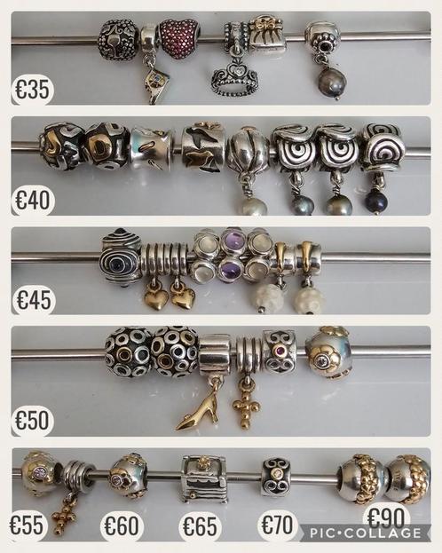Originele zilveren Pandora bedels oa met goud/diamant, Sieraden, Tassen en Uiterlijk, Bedels, Zo goed als nieuw, Pandora, Goud