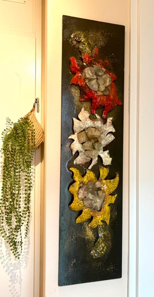 Apart Kunstwerk bloem op plank, Antiek en Kunst, Kunst | Schilderijen | Abstract, Ophalen of Verzenden