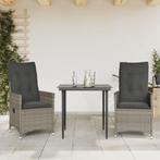 Tuinstoelen 2 st verstelbaar met kussens poly rattan grijs, ,, Nieuw, Ophalen of Verzenden, ,