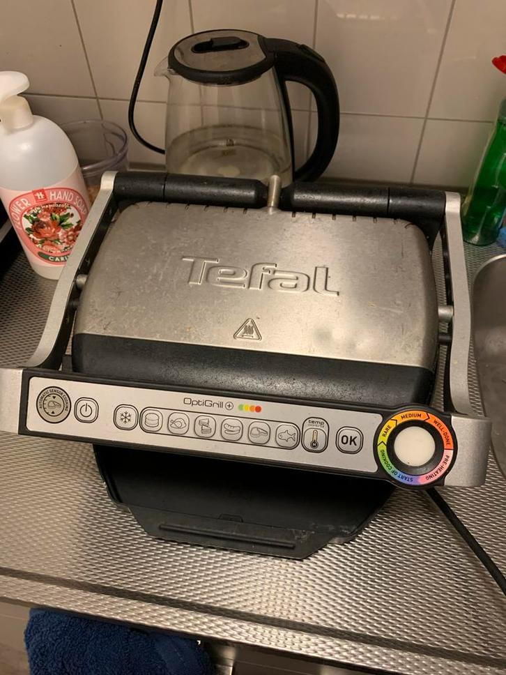 Tefal OptiGrill+ GC712D - Elektrische Grill, Witgoed en Apparatuur, Contactgrills, Gebruikt, Uitneembare platen, Ophalen of Verzenden