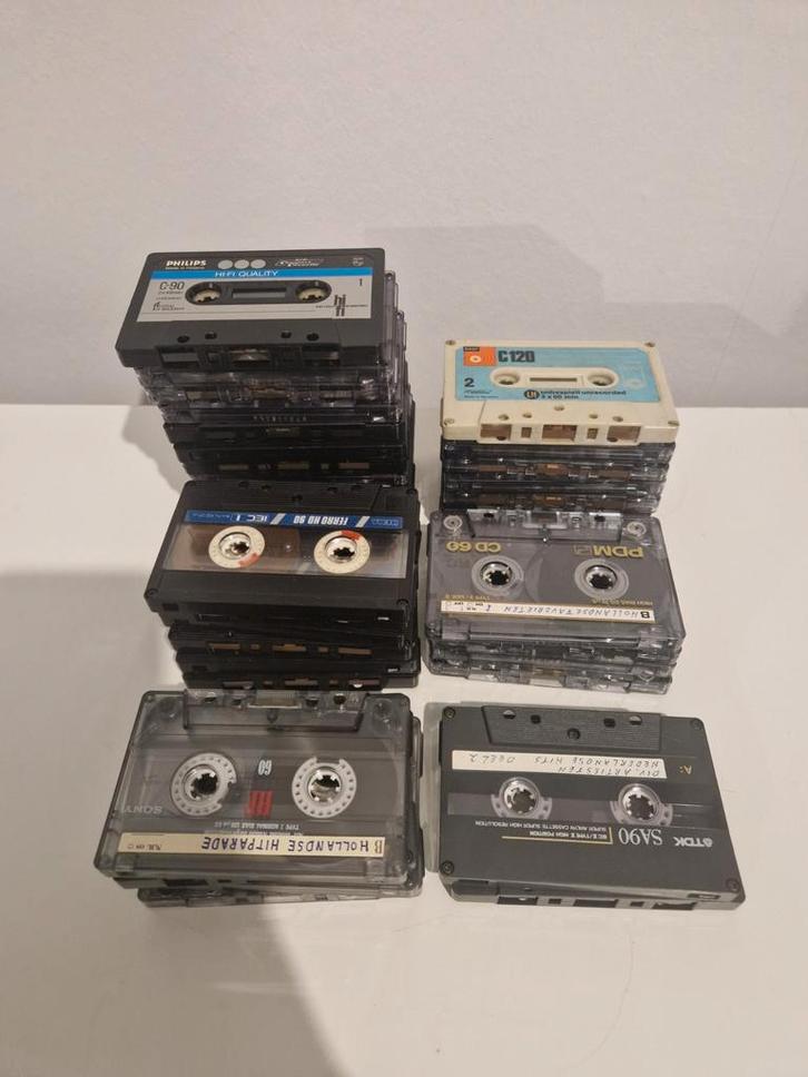 35 Cassettes - Philips, BASF, Sony, TDK & meer, Cd's en Dvd's, Cassettebandjes, Gebruikt, Origineel, Overige genres, 26 bandjes of meer