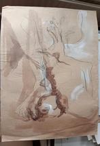 Aquarel met figuren jaren 90, Antiek en Kunst, Kunst | Tekeningen en Foto's, Verzenden
