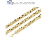 RVS set Gold-color koningsschakel ketting armband. goud RVS, Verzenden, Nieuw, Goud, Overige materialen