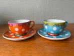 Oilily servies Polka Dots - Douwe Egberts 2 kop en schotels, Ophalen of Verzenden, Zo goed als nieuw, Overige stijlen, Kop(pen) en/of Schotel(s)