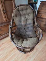 Vintage retro rotan Manou bruin ribfluwel stof, Ophalen, Huis en Inrichting