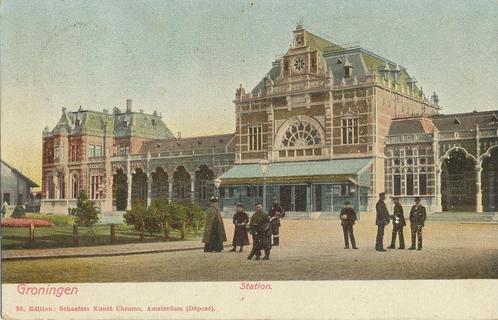 Groningen - Station [KRST005-6249, Verzamelen, Ansichtkaarten | Nederland, Gelopen, Groningen, Voor 1920, Verzenden