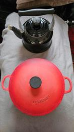 Le Creuset pan en fluitketel, Huis en Inrichting, Keuken | Potten en Pannen, Ophalen of Verzenden, Gebruikt, Gietijzer, Koekenpan of Braadpan