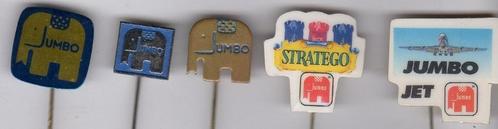 3 speldjes JUMBO SPELLEN STRATEGO JUMBO JET PISA OLIFANT (A3, Verzamelen, Speldjes, Pins en Buttons, Gebruikt, Overige onderwerpen