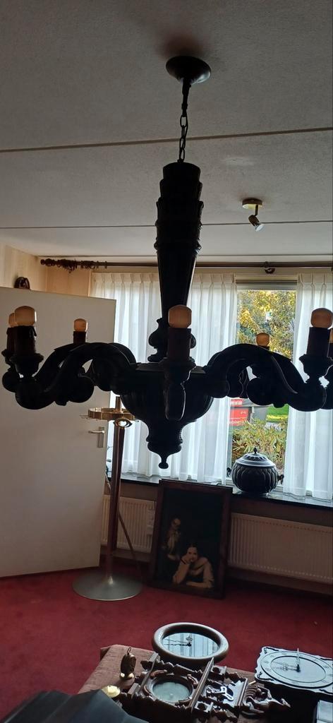 Kroonluchter (2x) - Ook per stuk te koop!, Huis en Inrichting, Lampen | Kroonluchters, Gebruikt, Hout, Metaal, Ophalen of Verzenden