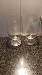 2 bier glazen met zilverenvoet, Ophalen of Verzenden, Zo goed als nieuw, Bierglas