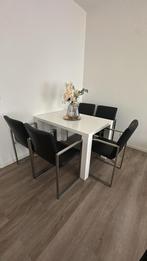 Eetkamerstoel 4 stuks, Huis en Inrichting, Stoelen, Ophalen, Zo goed als nieuw, Zwart, Leer