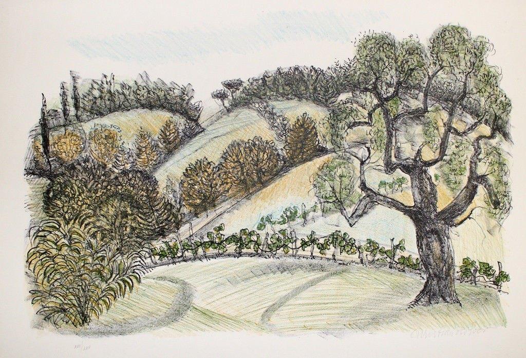 Christian de Moor (1899) Zeefdruk " Landschap " Ges Gen, Ophalen of Verzenden