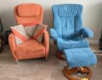 2x luie fauteuil / stoel met verstelbare rugleuning., Minder dan 75 cm, Gebruikt, Ophalen of Verzenden, 50 tot 75 cm