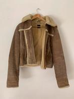 Korte suede winterjas met nepbont en afneembare capuchon, Kleding | Dames, Bruin, Ophalen of Verzenden, Maat 36 (S), Onbekend