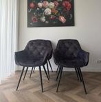 Velvet Velours eetkamerstoelen Antraciet Zwart, Huis en Inrichting, Stoelen, Ophalen of Verzenden, Zo goed als nieuw