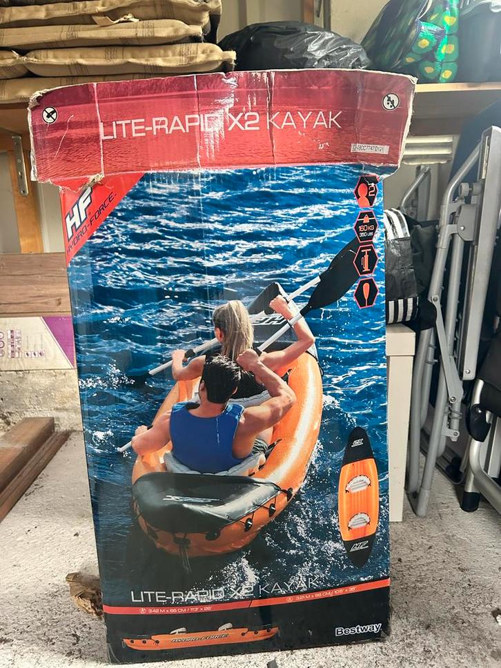 Opblaasbare 2-persoons Kajak, Watersport en Boten, Kano's, Nieuw, Kajak, Twee personen, Opblaasbaar, Ophalen