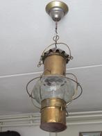 Oude koperen olie  scheepslamp met geslepen glas, Ophalen, Gebruikt, Motorboot of Zeilboot, Gebruiksvoorwerp