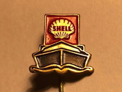 Metalen SHELL BINNENVAART SCHIP Speld (Rood/Zwart)., Verzamelen, Speldjes, Pins en Buttons, Zo goed als nieuw, Speldje of Pin