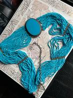 Turquoise Kralen Riem, Sieraden, Tassen en Uiterlijk, Kettingen, Kunststof, Blauw, Ophalen of Verzenden, Zo goed als nieuw