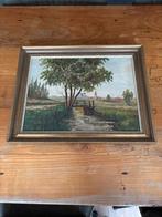 Schilderij met landschap en brug, Antiek en Kunst, Kunst | Schilderijen | Klassiek, Ophalen