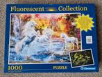 Clementoni fluorescent unicorn puzzel 1000 stukjes, Ophalen of Verzenden, 500 t/m 1500 stukjes, Gebruikt, Legpuzzel