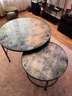 Set van 2 ronde salontafels, Huis en Inrichting, Tafels | Salontafels, Ophalen, Gebruikt, Rond, 50 tot 100 cm