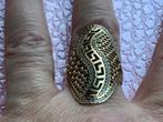 Vintage gouden ring Versace briljant geslepen zirkoon 14 585, Verzenden, Zo goed als nieuw, 17 tot 18, Met edelsteen