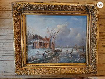nice oil painting. Dutch winter landscape beschikbaar voor biedingen