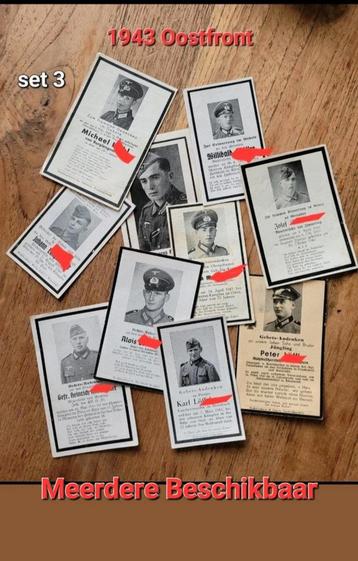 10X duitse sterbebild  1943 WW2 Oorlog Oostfront setje 3 beschikbaar voor biedingen