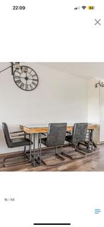 Eettafel 200x100cm Teakhout met hardglas 8 mm & 6 stoelen, Teakhout, 200 cm of meer, Ophalen of Verzenden, Vijf personen of meer