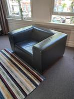 vintage fauteuil zwart leer, Ophalen, Gebruikt, 100 tot 125 cm, Leer