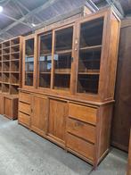 Prachtige teakhouten buffetkast / vitrinekast / boekenkast, Ophalen, 5 laden of meer, 200 cm of meer, Glas
