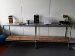 Industriële werk-/presentatietafel op wielen, robuust met ku, Ophalen, Zo goed als nieuw