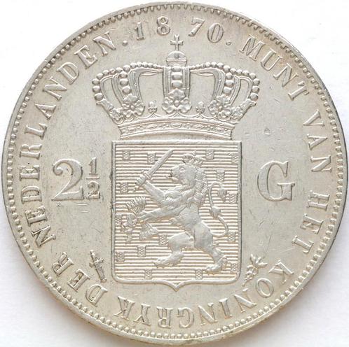 XntriQ-Coins - Zilveren rijksdaalder 1870 - Willem III (30), Postzegels en Munten, Munten | Nederland, Losse munt, 2½ gulden, Koning Willem III