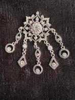 Vintage Zilverkleurige Broche met Strass, Overige materialen, Nieuw, Ophalen of Verzenden, Zilver