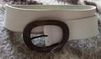 Brede wit leren riem, Kleding | Dames, Riemen en Ceinturen, 5 cm of meer, Ophalen of Verzenden, Gedragen, Wit