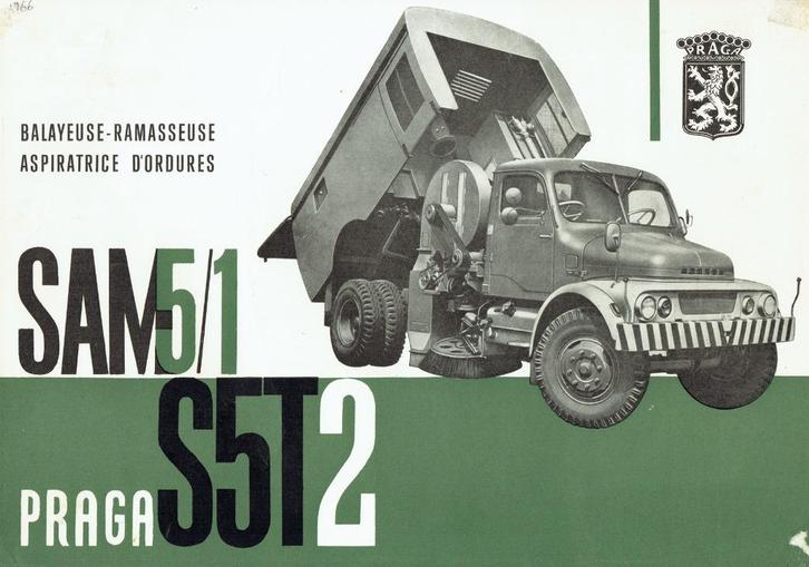 Folder Praga S5T-2 met SAM 5/1 veegopbouw (1966), Boeken, Auto's | Folders en Tijdschriften, Gelezen, Overige merken, Verzenden