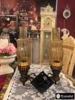2 Arms wandlamp - olie lamp metaal, Huis en Inrichting, Lampen | Wandlampen, Ophalen of Verzenden, Gebruikt, Metaal