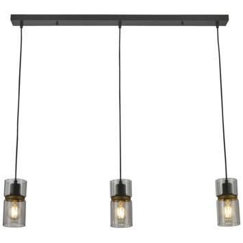 Karwei Juul hanglamp metaal + glas + messing + rookglas, Huis en Inrichting, Lampen | Hanglampen, Nieuw, 75 cm of meer, Glas, Metaal