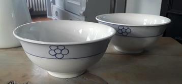 2 leuke schaaltjes met bloemetjes erop - wit en blauw  beschikbaar voor biedingen