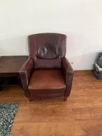 Vintage Lederen Stoel / tm 11 oktober ivm verhuizing, Ophalen, Gebruikt, Minder dan 75 cm, Leer
