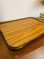 Prachtig Vintage Houten Dienblad met sierlijke Gouden Rand, Huis en Inrichting, Woonaccessoires | Dienbladen, Ophalen of Verzenden