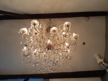 ANTIEK  KRISTAL HANGLAMP MET  17 LAMPJES beschikbaar voor biedingen