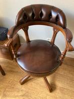 Lederen chesterfield bureaustoel in klassieke stijl, Ophalen, Gebruikt, Bruin, Eén