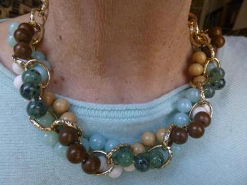 Collier gevlochten snoeren  oa met echte JADE + GT Schakels beschikbaar voor biedingen